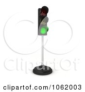 3d Green Light On A Pole