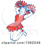 Clipart Retro Cheerleader Jumping Royalty Free Vector Sports Illustration