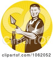 Clipart Mason Worker Logo Royalty Free Vector Illustration