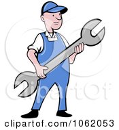 Clipart Mechanic Worker Man With A Wrench Royalty Free Vector Illustration