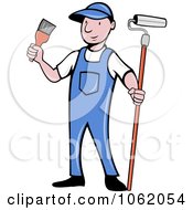 Clipart Painter Worker Man Royalty Free Vector Illustration