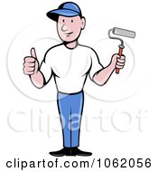Clipart Thumbs Up Painter Worker Man Royalty Free Vector Illustration