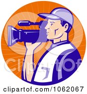 Poster, Art Print Of Camera Man In Blue Uniform Logo