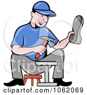 Clipart Shoe Maker Worker Man Sitting Royalty Free Vector Illustration