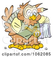 Clipart Happy Wise Old Owl Royalty Free Vector Illustration by Johnny Sajem