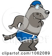 Clipart Wolf Swimmer Royalty Free Vector Illustration