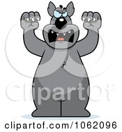 Clipart Big Mean Wolf Attacking Royalty Free Vector Illustration