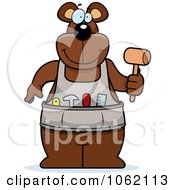 Clipart Big Bear Worker With A Mallet Royalty Free Vector Illustration by Cory Thoman
