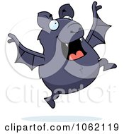 Clipart Chubby Bat Jumping Royalty Free Vector Illustration