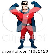 Clipart Super Hero Flexing Both Arms Royalty Free Vector Illustration by Cory Thoman