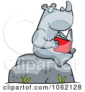 Poster, Art Print Of Rhino Reading A Book On A Boulder