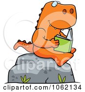 Poster, Art Print Of T Rex Reading A Book On A Boulder