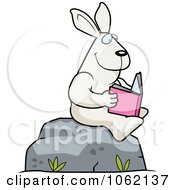 Rabbit Reading A Book On A Boulder by Cory Thoman