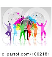 Poster, Art Print Of Colorful Silhouetted Dancers With Grunge And Speakers
