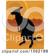Poster, Art Print Of Kangaroo And Joey Silhouette In The Outback - Royalty Free Vector Aussie Illustration