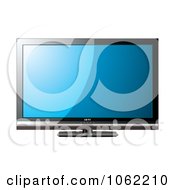 Poster, Art Print Of 3d Black Lcd Television With A Blue Screen