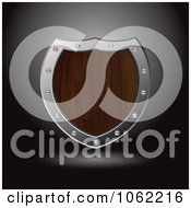 Clipart 3d Dark Wood Shield Royalty Free Vector Illustration