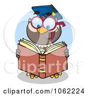 Poster, Art Print Of Professor Owl Reading A Book - Royalty Free Vector School Illustration