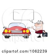Poster, Art Print Of Talking Businessman And Convertible Car