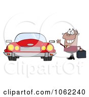 Clipart Black Commuter Businessman And Convertible Car Royalty Free Vector Automotive Illustration