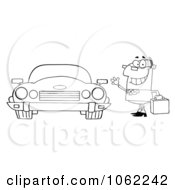 Poster, Art Print Of Outlined Businessman And Convertible Car