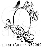 Poster, Art Print Of Butterfly Daisy Frame In Black And White