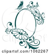 Poster, Art Print Of Butterfly Daisy Frame In Teal