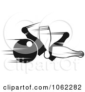 Clipart Bowling Ball And Pins In Black And White 5 Royalty Free Vector Illustration