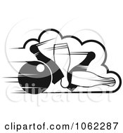 Clipart Bowling Ball And Pins In Black And White 1 Royalty Free Vector Illustration