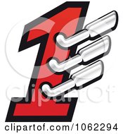 Clipart Racing Number One With Mufflers 2 Royalty Free Vector Illustration
