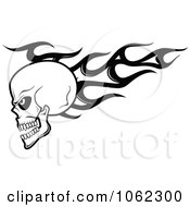 Clipart Black And White Flaming Skull Logo 1 Royalty Free Vector Illustration
