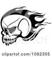 Clipart Black And White Flaming Skull Logo 2 Royalty Free Vector Illustration