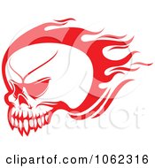 Clipart Red Flaming Skull Logo 2 Royalty Free Vector Illustration