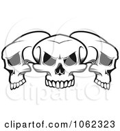 Poster, Art Print Of Three Black And White Skulls