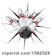 Clipart Bowling Ball And Pins Royalty Free Vector Illustration