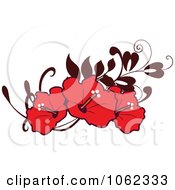 Clipart Red Hibiscus Flower Banner Royalty Free Vector Illustration