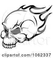 Poster, Art Print Of Black And White Flaming Skull Logo 3