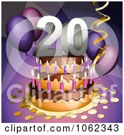 Poster, Art Print Of 3d 20th Birthday Or Anniversary Party Cake