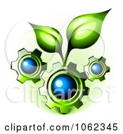 Clipart 3d Gears With Organic Leaves Royalty Free Vector Illustration