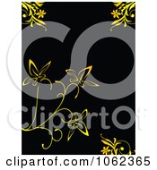 Poster, Art Print Of Black And Yellow Floral Background 2 - Royalty Free Vector Clip Art Illustration