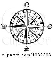 Poster, Art Print Of Compass Rose In Black And White 1