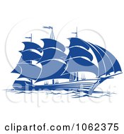 Poster, Art Print Of Blue Sailing Ship 6