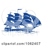 Poster, Art Print Of Blue Sailing Ship 5