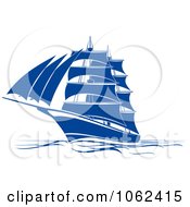 Poster, Art Print Of Blue Sailing Ship 1