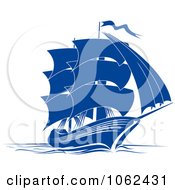 Poster, Art Print Of Blue Sailing Ship 4