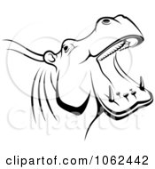 Clipart Hippo In Black And White Royalty Free Vector Illustration by Vector Tradition SM