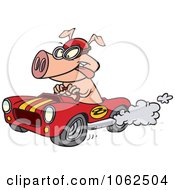 Poster, Art Print Of Cartoon Pig Racing A Hot Rod