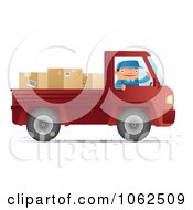 Poster, Art Print Of Mover Driving A Red Pickup Truck