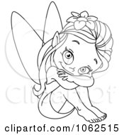 Clipart Sitting Fairy Outline Royalty Free Vector Illustration by yayayoyo #COLLC1062515-0157