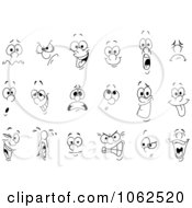 Clipart Facial Expressions Digital Collage Royalty Free Vector Illustration